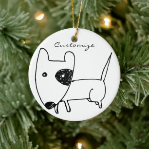 Décoration En Céramique Cute minimaliste chien oeil noir Thunder_Cove