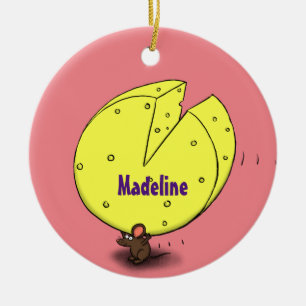 Décoration En Céramique Cute mouse with cheese cartoon illustration