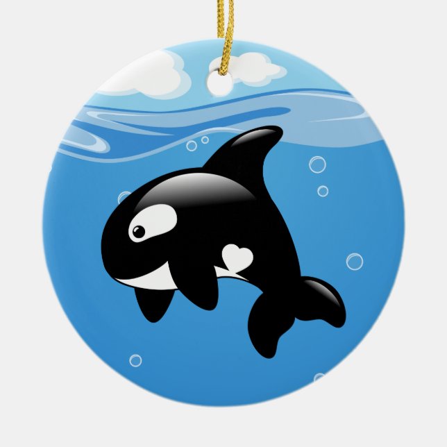 Décoration En Céramique Cute Orca Whale on Blue (Devant)
