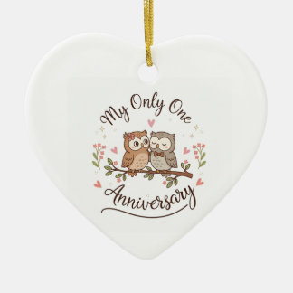 Décoration En Céramique Cute Owl Couple My Only One Romantic Anniversary C
