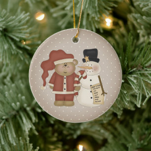 Décoration En Céramique Cute Pays Père Noël Ours Et Snowman Personnalisé