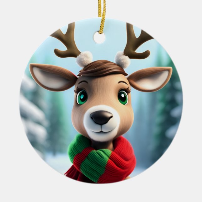 Décoration En Céramique Cute Reindeer (Devant)