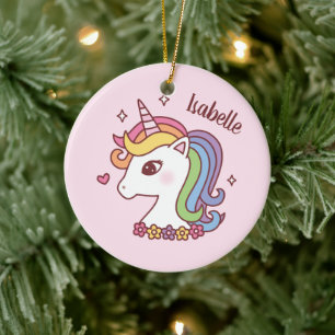 Décoration En Céramique Cute Unicorn avec Rainbow Mane Kids Personnalisé