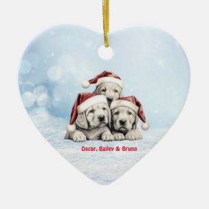 Décoration En Céramique Cute Vizsla Chiens Chiens Chien Santa Hat Paw Cray
