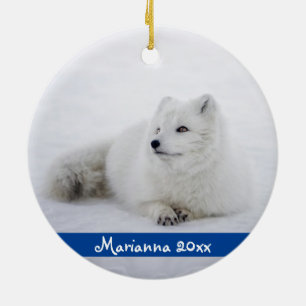 Décoration En Céramique Cute White Arctic Fox dans l'ornement en céramiqu
