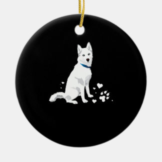 Décoration En Céramique Cute White Siberian Husky - Sweet White Snow Dog