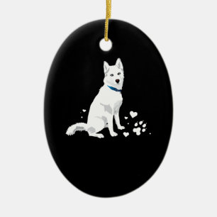 Décoration En Céramique Cute White Siberian Husky - Sweet White Snow Dog