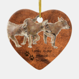 Décoration En Céramique Cute Wolf chips - La famille est notre plus grand 
