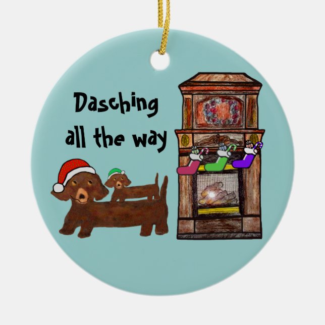 Décoration En Céramique Dachshing complètement (Devant)