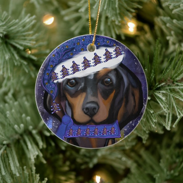Décoration En Céramique Dachshund (Arbre)