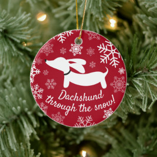 Décoration En Céramique Dachshund À Travers L'Ornement De L'Arbre De Noël