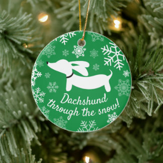 Décoration En Céramique Dachshund À Travers L'Ornement De L'Arbre De Noël 