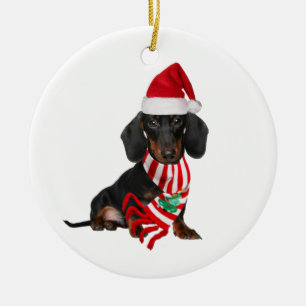 Décoration En Céramique Dachshund Avec Casquette Scaft Noël