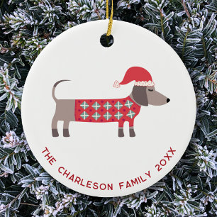 Décoration En Céramique Dachshund Chien de Noël personnalisé amusant