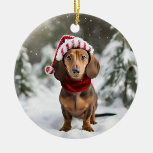Décoration En Céramique Dachshund Christmas Keepsakd