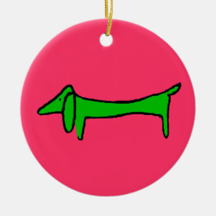 Décoration En Céramique Dachshund de Noël vert