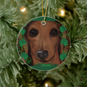 Décoration En Céramique Dachshund Rouge