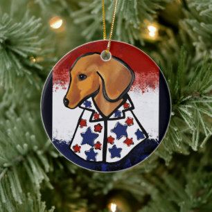 Décoration En Céramique Dachshund rouge    