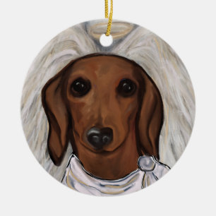 Décoration En Céramique Dachshund Rouge