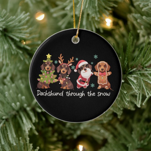 Décoration En Céramique Dachshund Through The Snow Funny Christmas Dogs (Arbre)