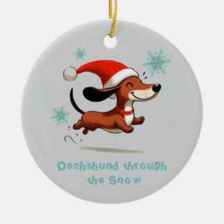 Décoration En Céramique Dachshund through the Snow puppy dog Christmas