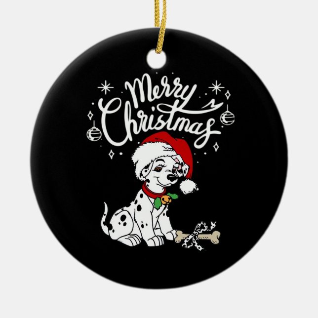 Décoration En Céramique Dalmatian Puppy Dog In A Christmas Santa Hat Xmas  (Devant)