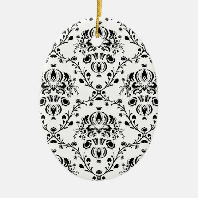 Décoration En Céramique Damask blanc et noir (Devant)