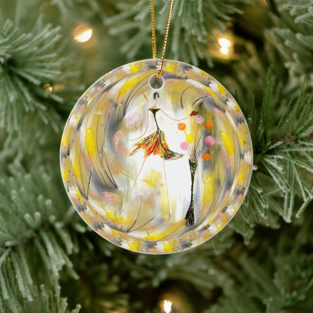 Décoration En Céramique Dame avec papillon (Arbre)