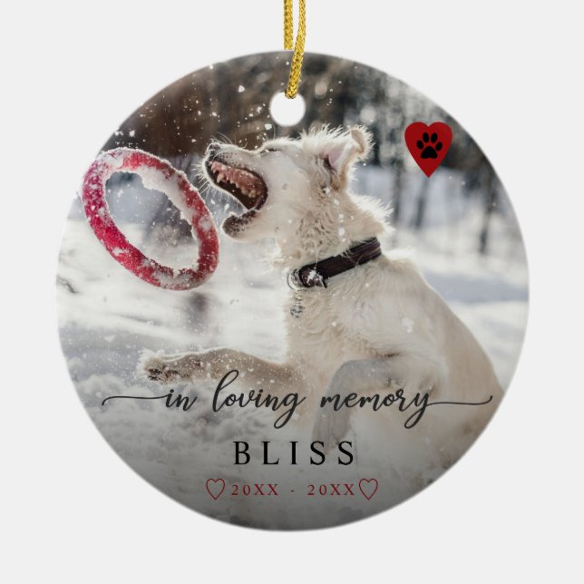 Décoration En Céramique Dans Loving Memory Pet Photo Paw Print Monogram (Devant)