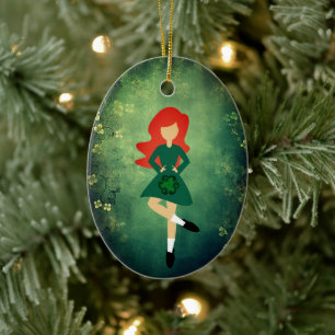 Décoration En Céramique Danse irlandaise personnalisée Cheveux rouges Noël