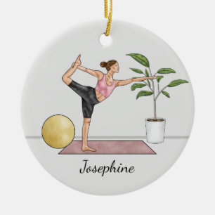 Décoration En Céramique Danseuse Pose Yoga Natarajasana Avec Nom Personnal