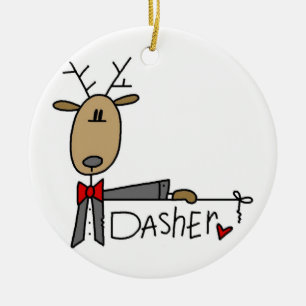Décoration En Céramique Dasher l'ornement de souvenir de Noël de renne