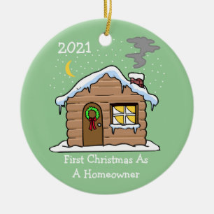 Décoration En Céramique Date De Noël En Tant Que Propriétaire 2021 (Cabine