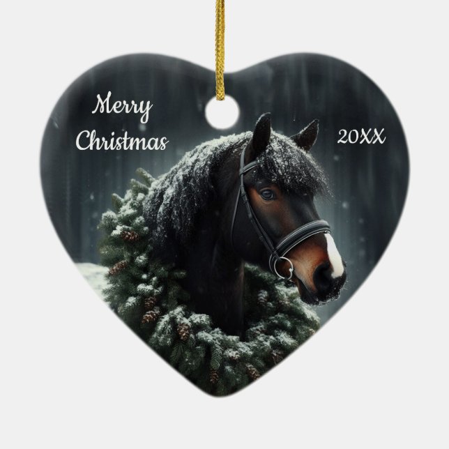 Décoration En Céramique Dated Christmas Horse Love Art (Dos)