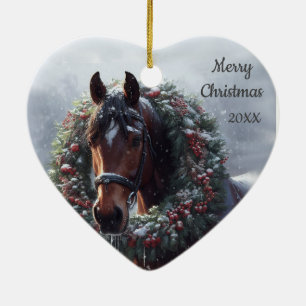 Décoration En Céramique Dated Christmas Horse Love Art