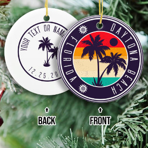 Décoration En Céramique Daytona Beach Florida Retro Palm Tree Souvenir 60s
