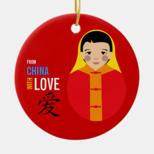 Décoration En Céramique De Chine avec amour - fil rouge d'adoption de