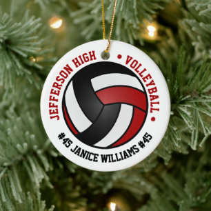 Décoration En Céramique 🏐 de volley-ball rouge, noir et blanc