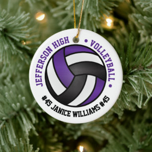 Décoration En Céramique 🏐 de volley violet, noir et blanc