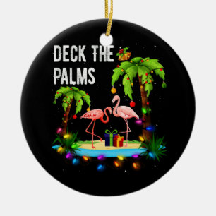 Décoration En Céramique Deck Le Palms Tree Beach Flamant rose Noël Noël