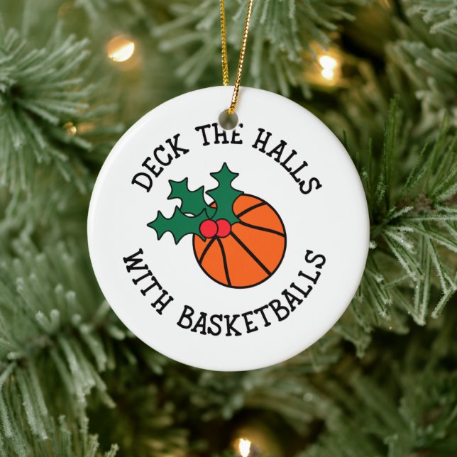 Décoration En Céramique Deck Les Halls Avec Basketballs Sport De Noël (Arbre)