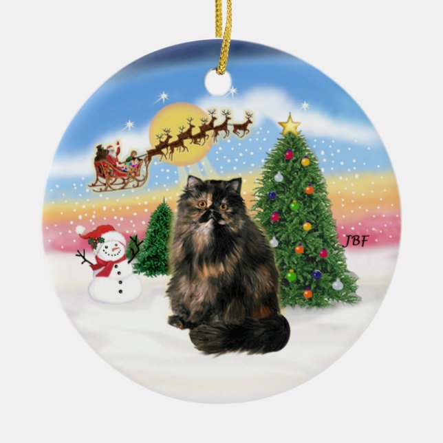 Décoration En Céramique Décollage - Tortie Persian chat (Devant)
