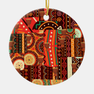 Décoration En Céramique Décor africain noir Kente Tribal Motif