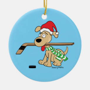 Décoration En Céramique Décor de Noël de chien d'hockey