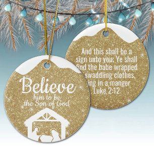 Décoration En Céramique Décor de Noël Écriture de Jésus bébé dans la crèch