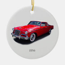 Décor de voiture classique rouge 1956