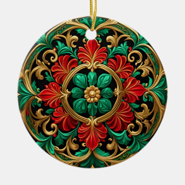 Décoration En Céramique Décor Rouge Vert (Devant)