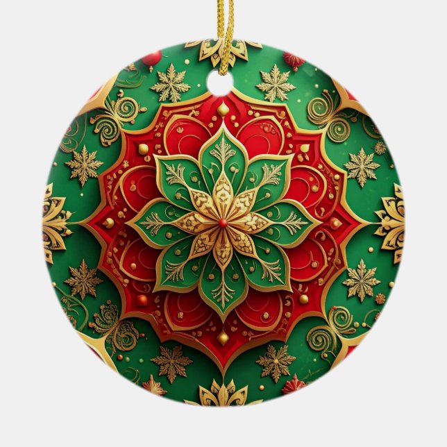Décoration En Céramique Decorative Red Green Holiday Ornament (Devant)