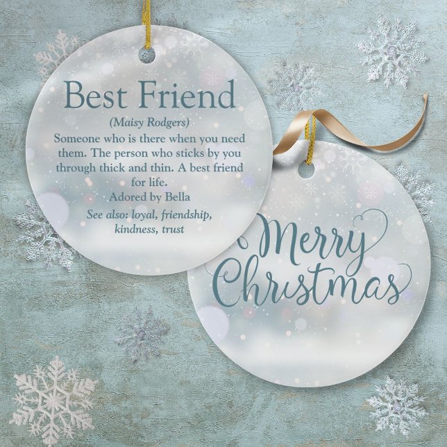 Décoration En Céramique Définition de meilleur ami personnalisée pour Noël (Personalized Best Friend Definition Christmas Ceramic Ornament)