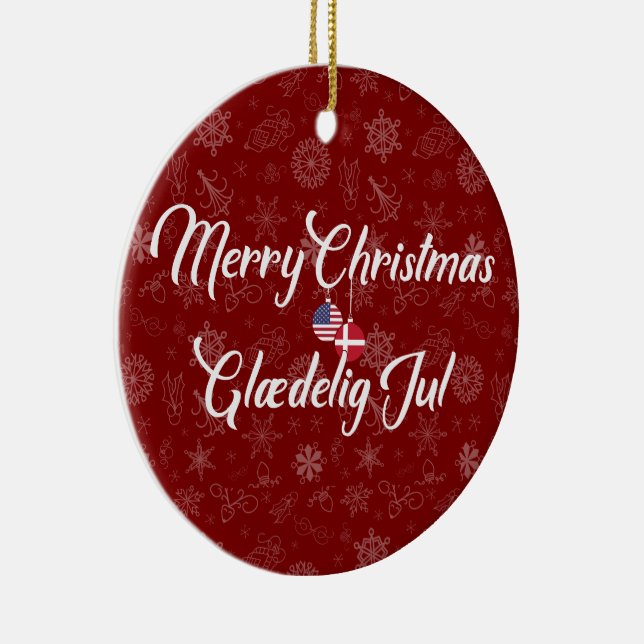 Décoration En Céramique Denmark USA Bilingual Merry Christmas (Droite)